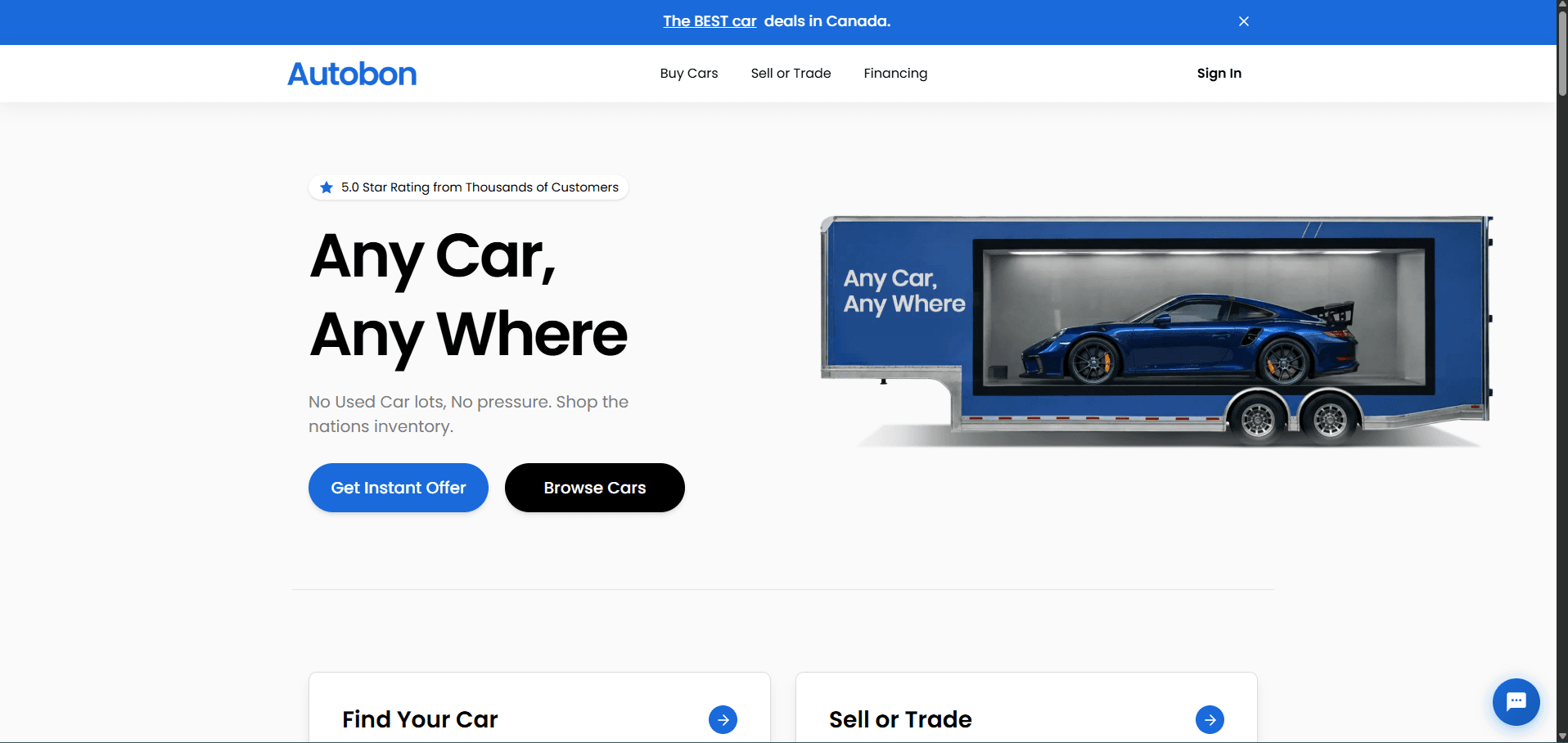 Autobon โ Buy, sell, and finance cars from anywhere in Canada. Free doorstep delivery. Zero dealership pressure.