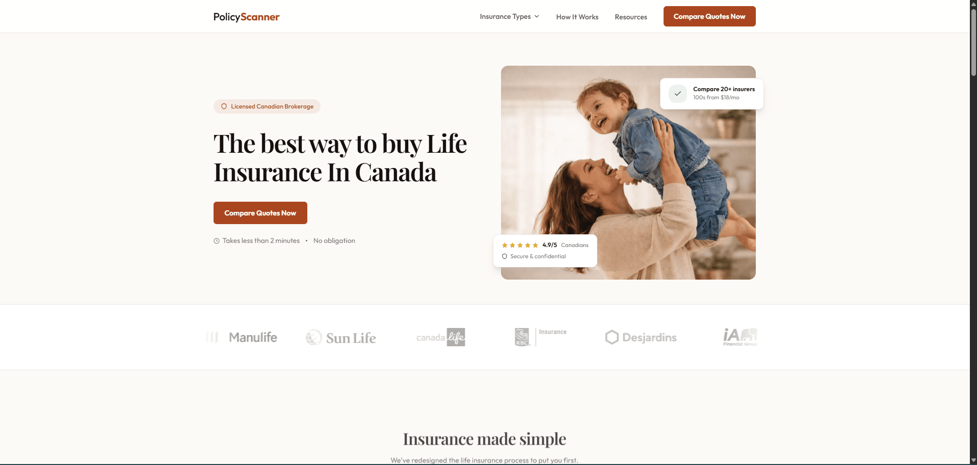 PolicyScanner โ Compare 20+ Canadian insurers in 2 minutes. Unbiased recommendations. Licensed brokerage workflow.